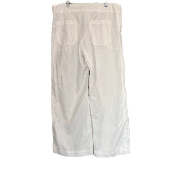 Women Gap White cotton / linen Wide Leg Pants  SZ 14 R zip hook closure 4 pocket - Picture 10 of 11